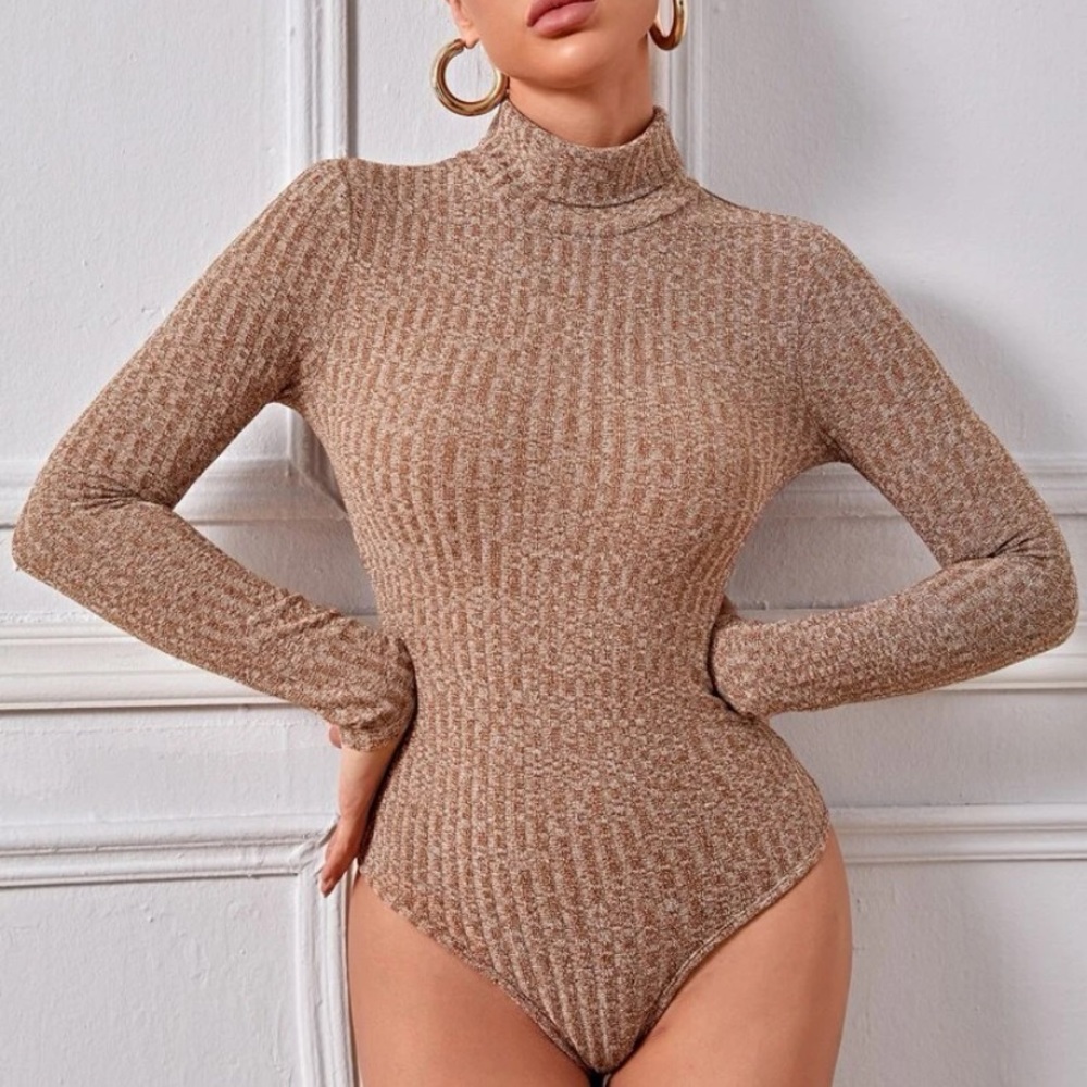 Apricot Rolled Neck Bodysuit!